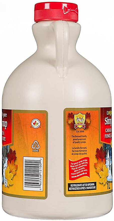 Old Fashioned Maple Crest, Canada Grade A Dark Robust Taste Maple Syrup, 1 L/35 fl. oz. Jug {Imported from Canada}