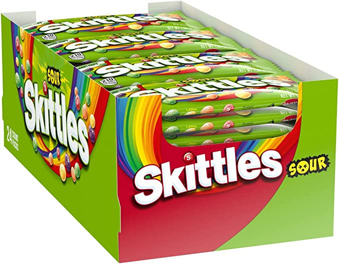 Skittles Sours Chewy Fruit Candy 51g x 24pk {Imported from Canada}