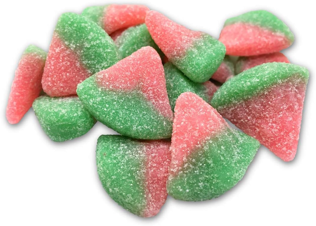 Cottage Country Sour Blue Foot Gummy Candy, 1kg, picture of watermelon slices gummies.