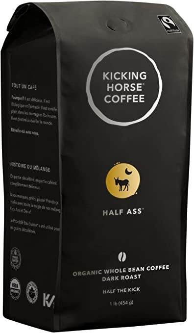 Kicking Horse  Whole Bean Organic Coffee, "Half Ass" 1lb  {Canadian}