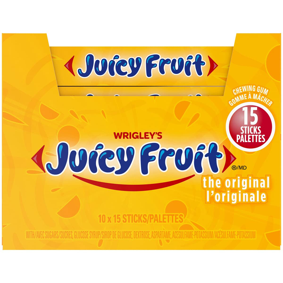 Wrigleys Juicy Fruit Original Stick Gum - 10x15/150ct {Imported from Canada}