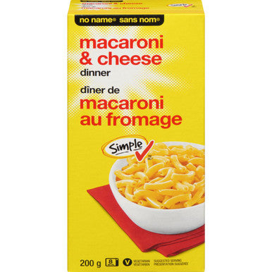 NO NAME Macaroni & Cheese Dinner 200g/7.1 oz. Box, {Imported from Canada}