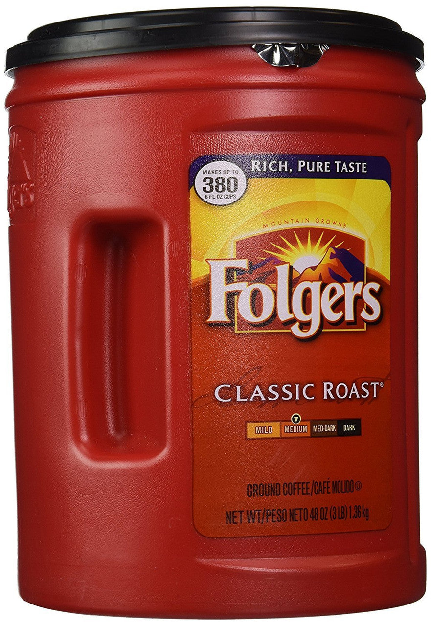 Folgers Classic Medium Roast Ground Coffee,1.36kg 3lb{Imported from Canada}