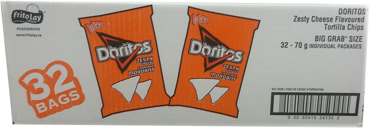 Doritos Zesty Cheese 32x70g 2.46 ounces Case Lot - {Imported from Canada}