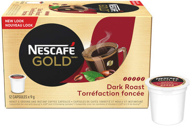 NESCAFE Gold, Dark Roast, Keurig, 12 Count Pods,  {Imported from Canada}