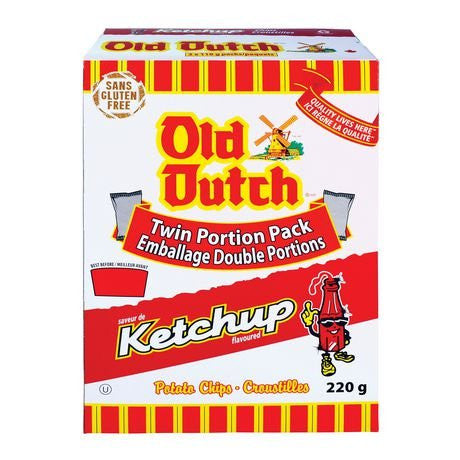 Old Dutch Ketchup Chips, 220g/7.8oz., Box, (12 pack) (Imported from Canada)