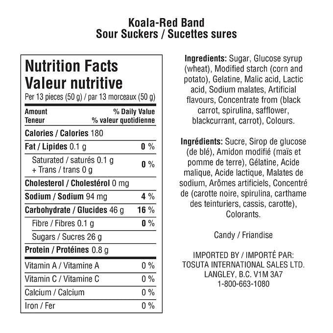 Koala Sour Suckers Gummy Candy, 1.1kg/38.8oz, 300 count, 2 Pack