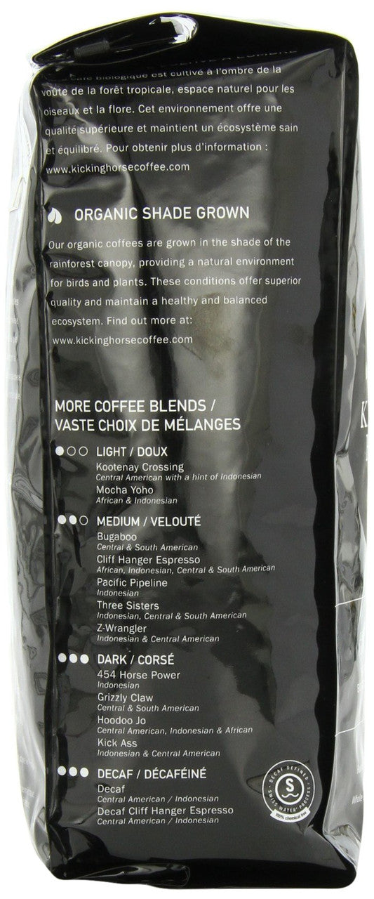 Kicking Horse Grizzly Claw Whole Bean Coffee, Dark Roast, 1lb. - Side Of Package