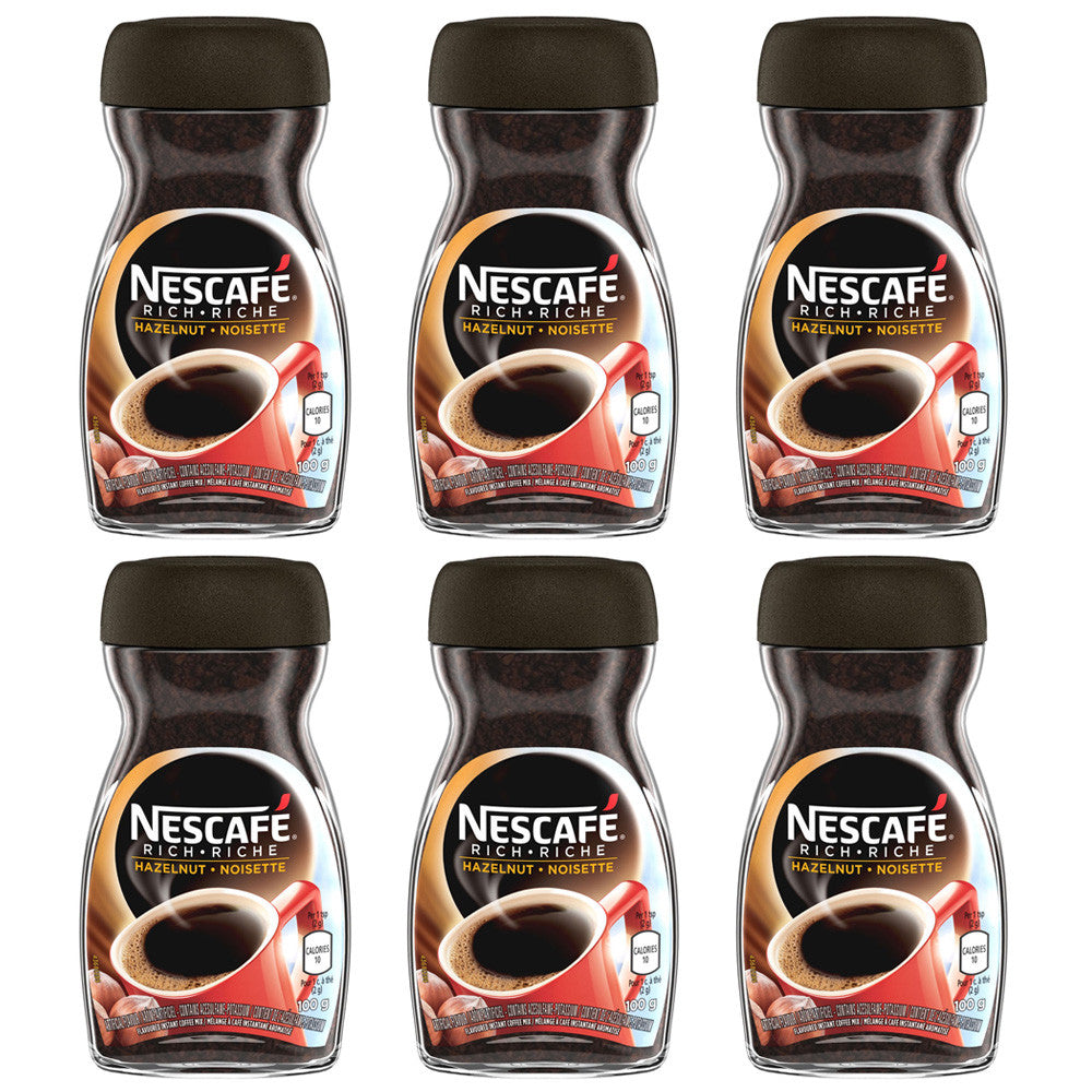 Nescafe Instant Coffee Hazelnut, 100g/3.5oz, 6-Pack, {Imported from Canada}