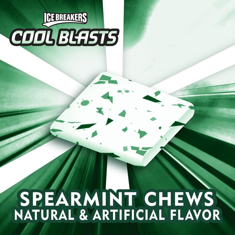 ICE BREAKERS Cool Blasts Sugar Free Chews (Mints), Spearmint, 0.8 Ounce (Pack of 6)