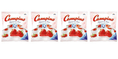 Campino Yogurt & Fruit Hard Candies - Strawberry - (120g/4.2oz per BAG) Pack of 4, {Imported from Canada}