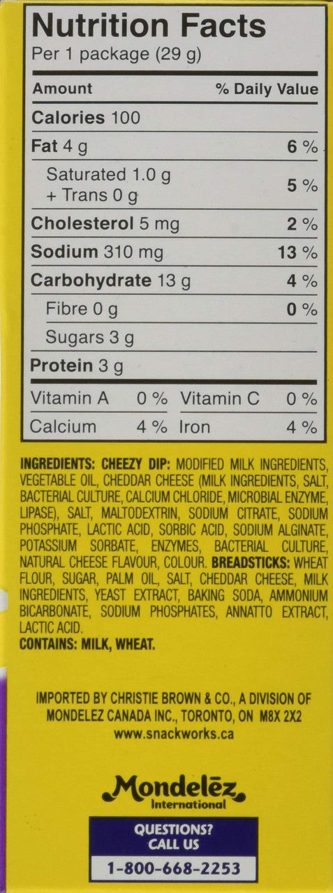 Christie Handi-Snacks Ritz Breadsticks & cheese (6 X 29g) 174g/6.1 oz {Imported from Canada}