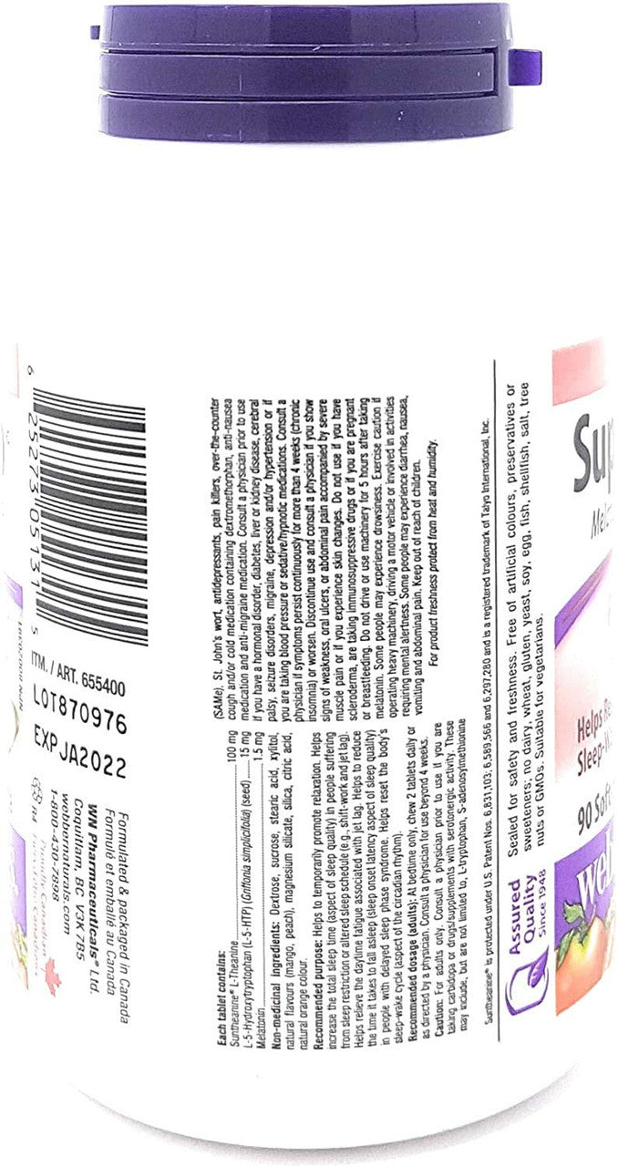 Webber Naturals Super Sleep Melatonin Plus L-Theanine & 5-HTP, 90 tablets (1) {Imported from Canada}