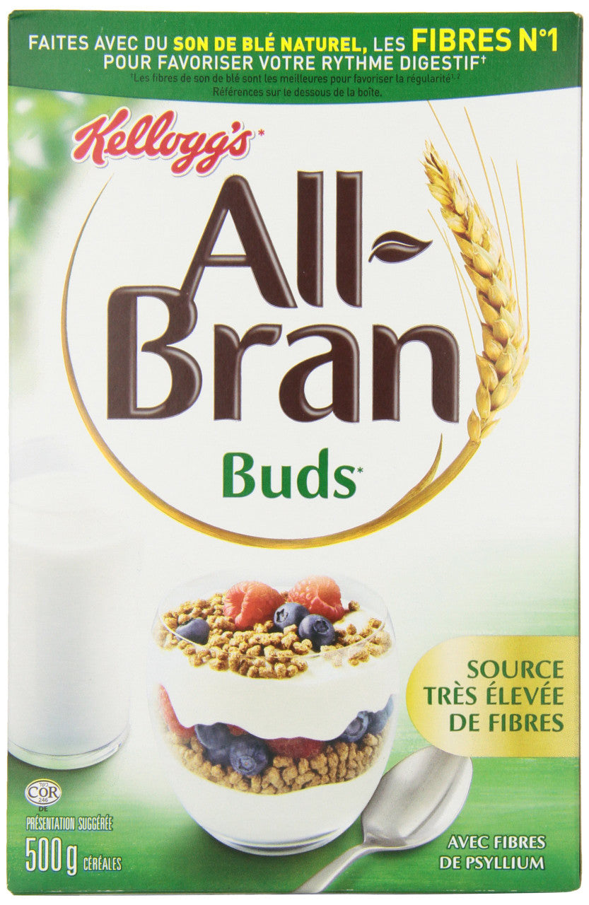 Kellogg's All Bran Buds Cereal 500g/17.6oz, (Imported from Canada)