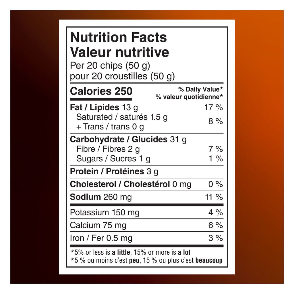 Doritos Late Night Cheeseburger Chips nutrition facts  label.