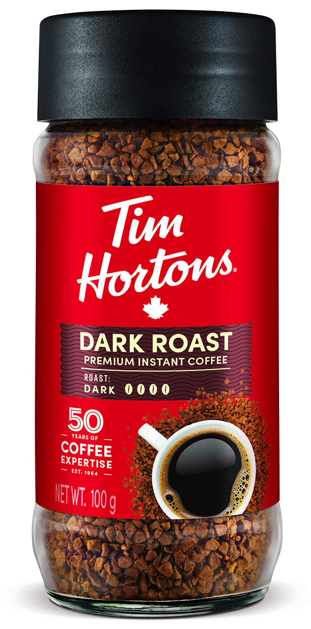 Tim Hortons Dark Roast Instant Coffee, 100% Colombian, 100g/3.5 oz. Jar, {Imported from Canada}