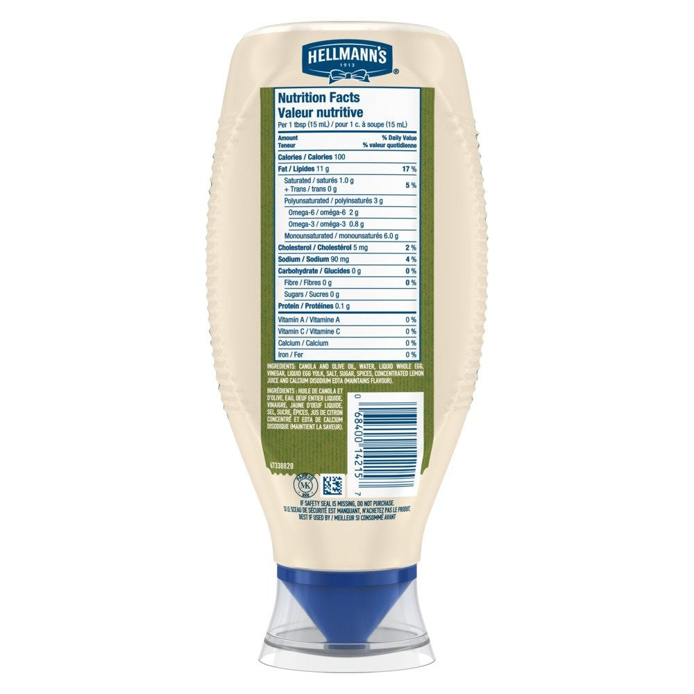 Hellmann's Mayonnaise, Olive Oil, 750 ml/25.4 fl. oz., {Imported from Canada}