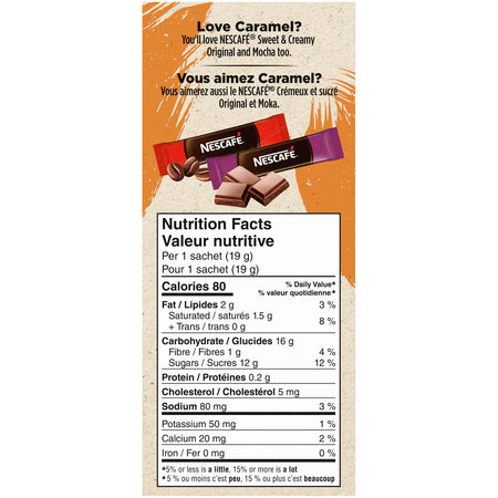 NESCAFE Sweet & Creamy Caramel, Instant Coffee Sachets, 18x19g {Imported from Canada}