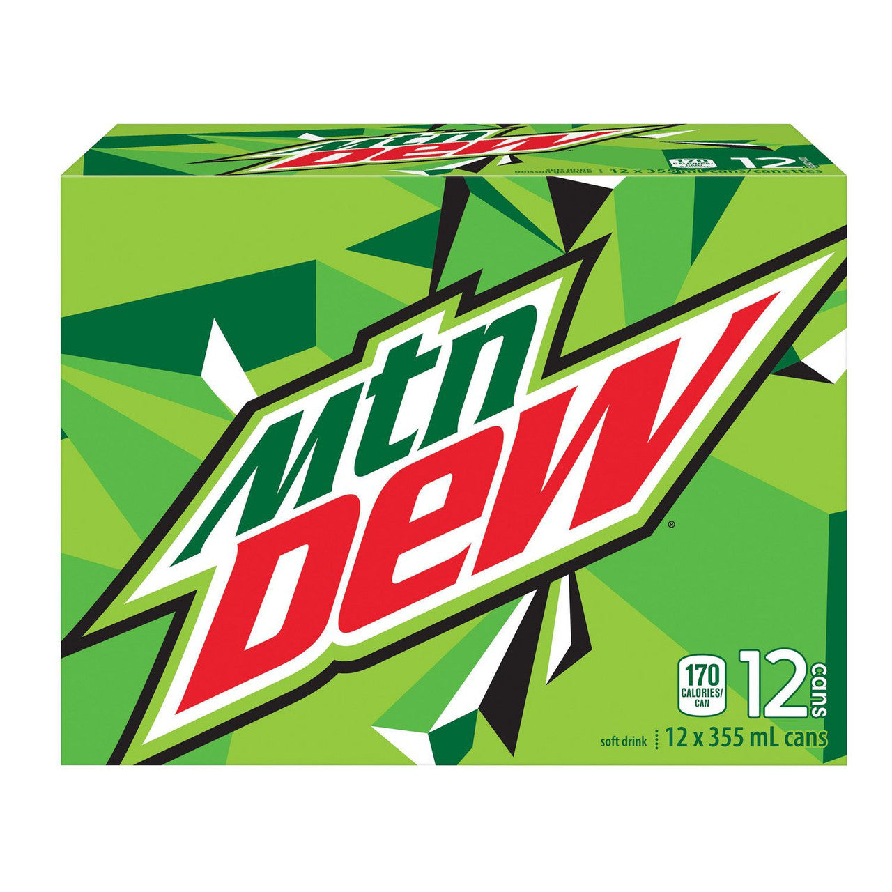 Mountain Dew Soft Drink, 355mL/12 fl. oz., Cans, 12pk, {Imported from Canada}