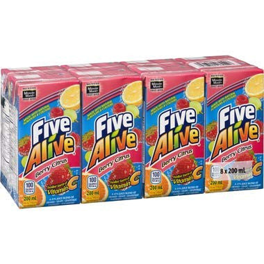 Five Alive Berry Citrus, Juice Box (8ct), 200ml/6.7 fl. oz., {Imported from Canada}