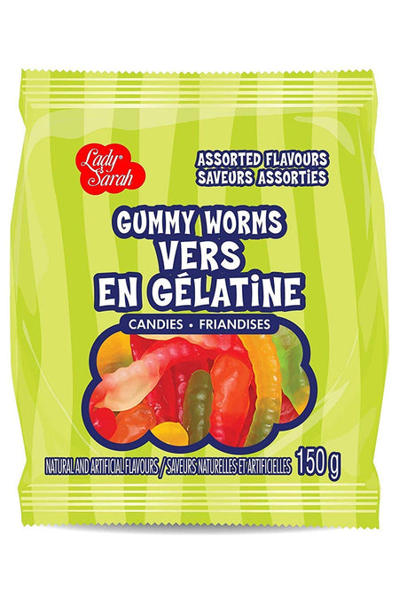 Lady Sarah, Gummy Worms, Assorted Flavours, 150g/5.3oz., {Imported from Canada}