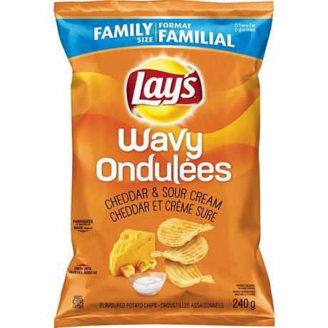 Lays-Wavy-Chips, Cheddar & Sour Cream 240g/8.46oz {Imported from Canada}