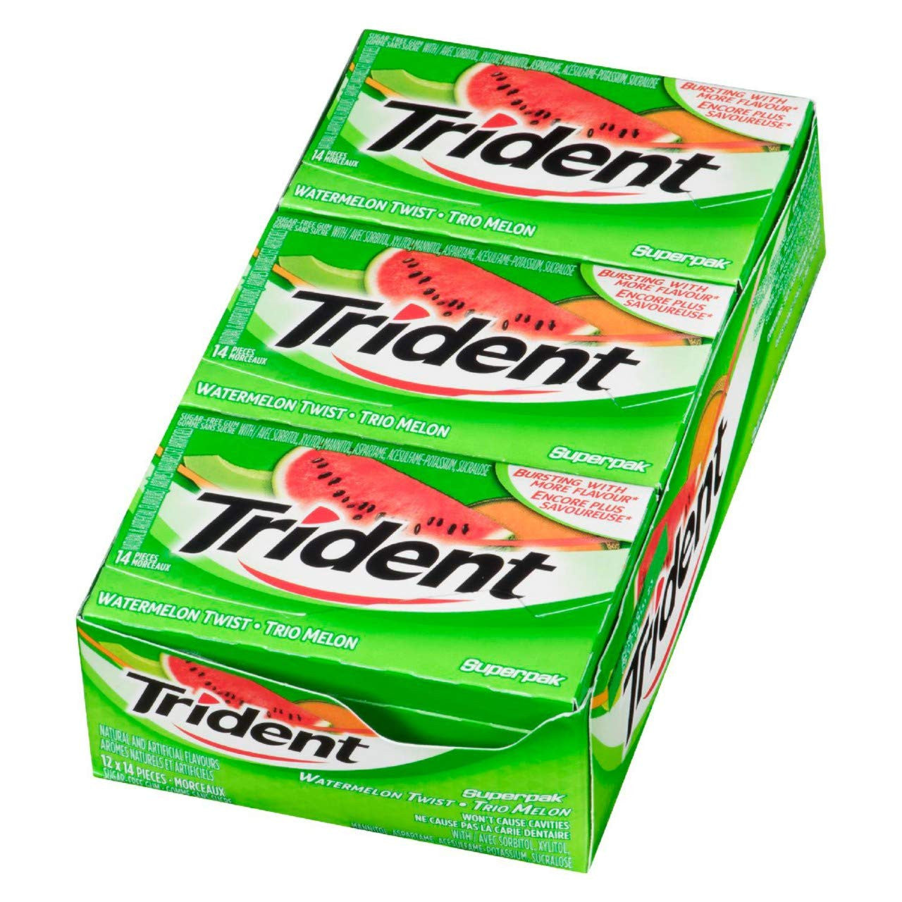 Trident Sugar Free Watermelon Twist Gum, 12 Pack (14 Pieces Each) {Imported from Canada}