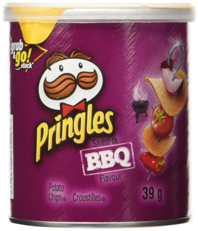 Pringles BBQ Potato Chips 39g/1.4oz, Cans, 12pk, {Imported from Canada}