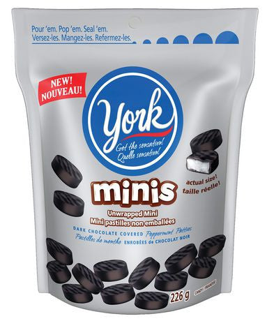 York Minis Unwrapped Mini Dark Chocolate Peppermint Patties 226g/8oz. (Imported from Canada)