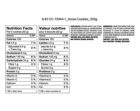 Great Value Arrowroot Cookies, 350g/12.3oz., Box, {Imported from Canada}