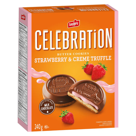 Leclerc Celebration Strawberry & Creme Truffle Cookies, 240g/8.5 oz. Box {Imported from Canada}