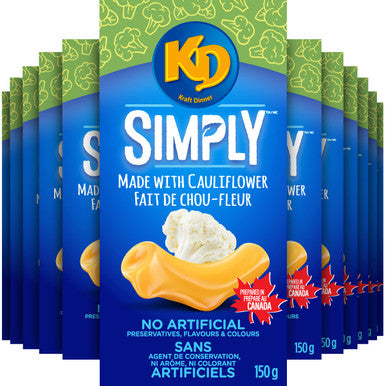 Kraft Dinner Simply Macaroni & Cheese with Cauliflower, 150g/5.3 oz., (12 Pack) {Imported from Canada}