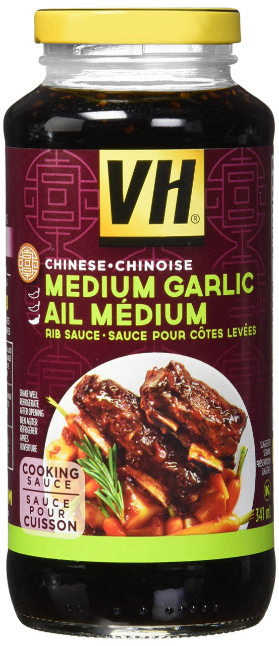 VH Medium Garlic Cooking Sauce, 341mL/11.5oz, Jars, 12 Count {Imported from Canada}