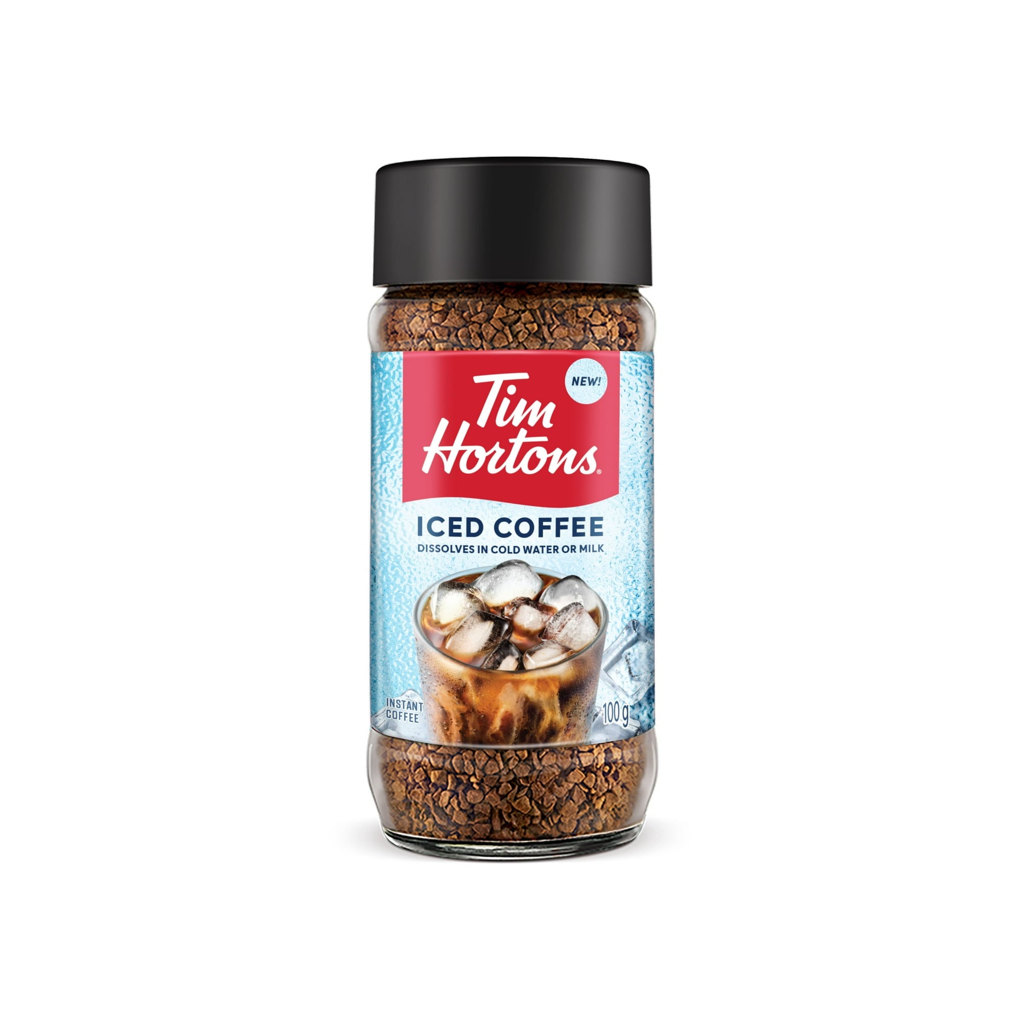 Tim Hortons 100% Colombian Instant ICED COFFEE (Medium) 100g/3.5 oz on a white background