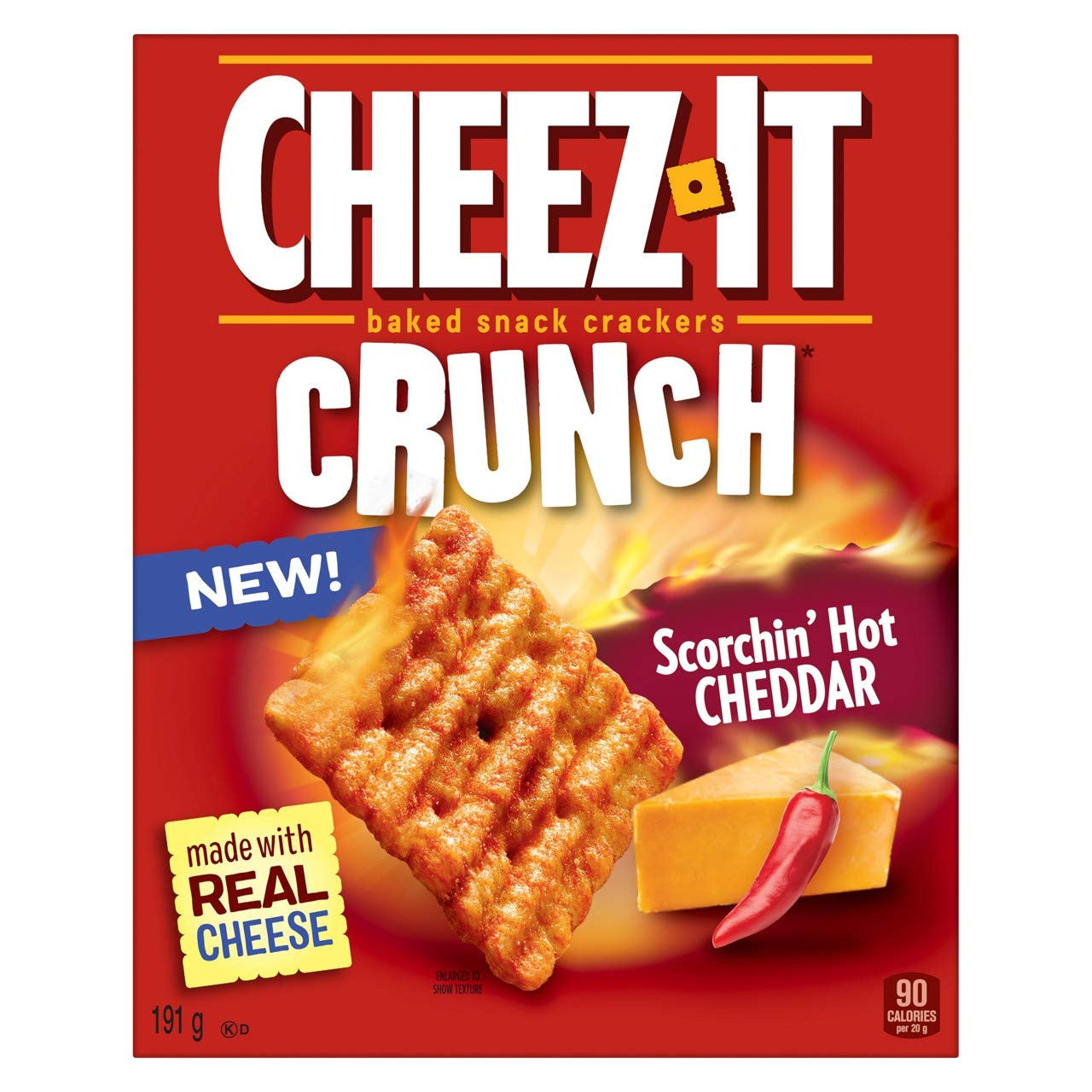 Cheez-It Baked Snack Crackers Crunch Scorchin' Hot Cheddar, 191g/6.7oz., {Imported from Canada}