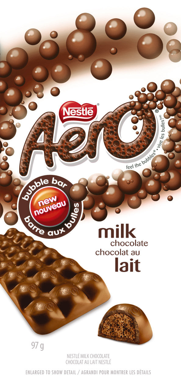 Nestle Aero Milk Chocolate, 97g/3.42oz Bar, 15pk {Imported from Canada}