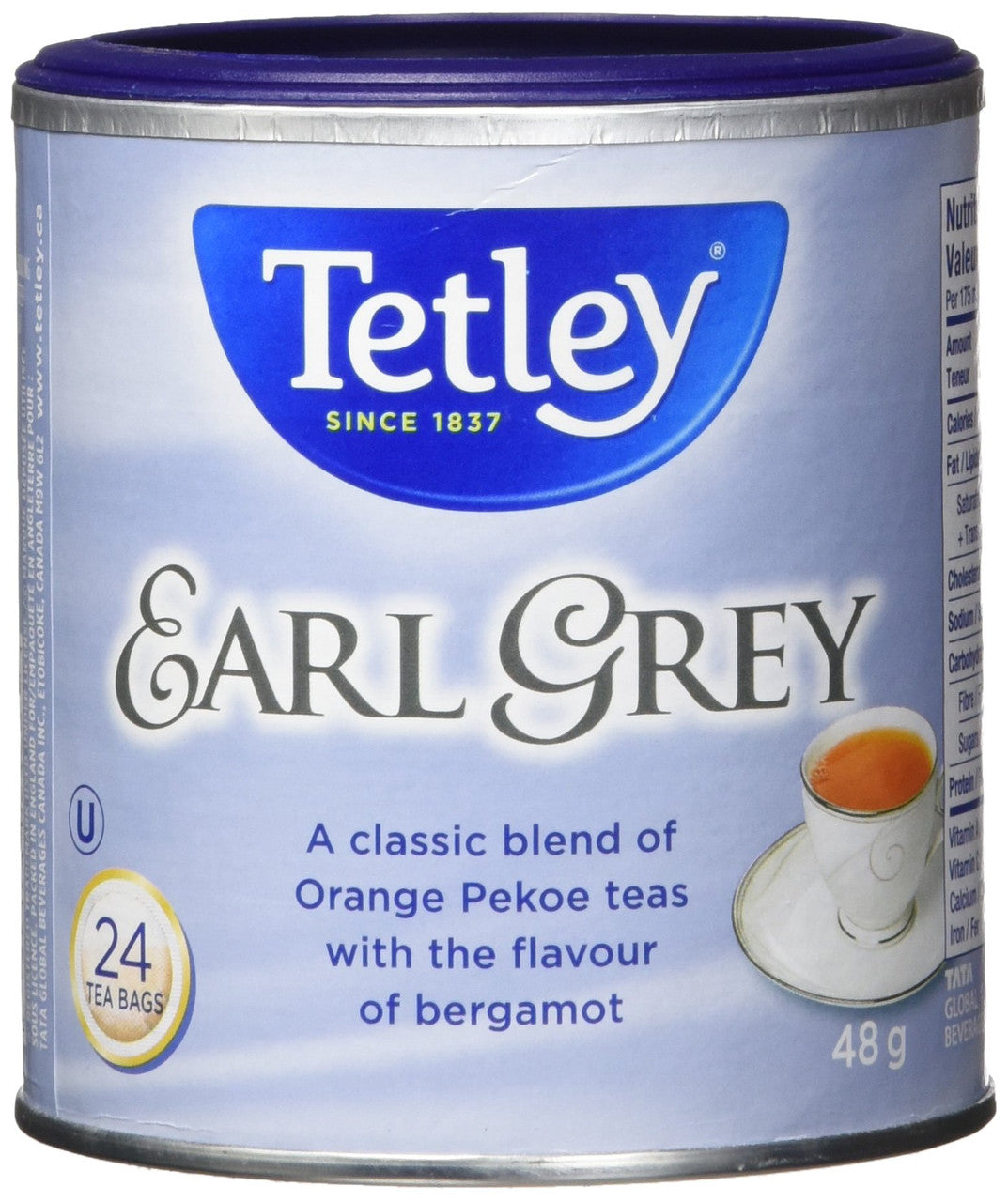 Tetley Earl Grey Tea, 24 tea bags, 48g/1.69oz, (Imported from Canada)