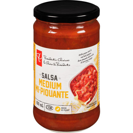 PRESIDENT'S CHOICE Medium Salsa, 650mL/22 oz., {Imported from Canada}