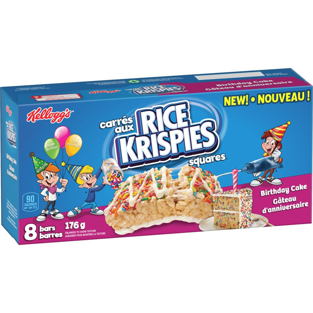 KELLOGG'S Rice Krispies Birthday Cake Bars (8ct) 176g/6.2 oz {Imported from Canada}