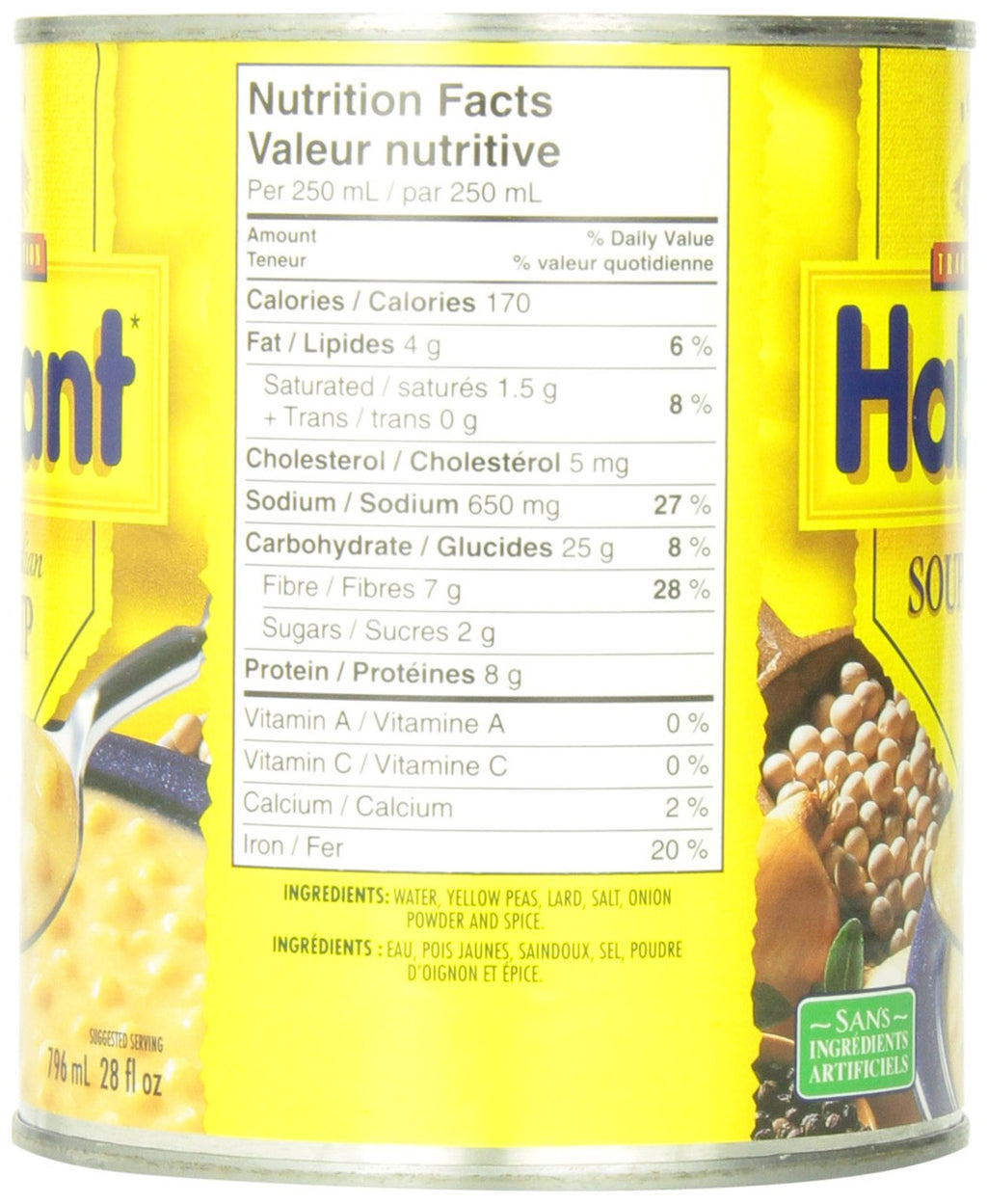 Habitant French Canadian Split Pea Soup, 796ml, 24ct {Imported from Canada}