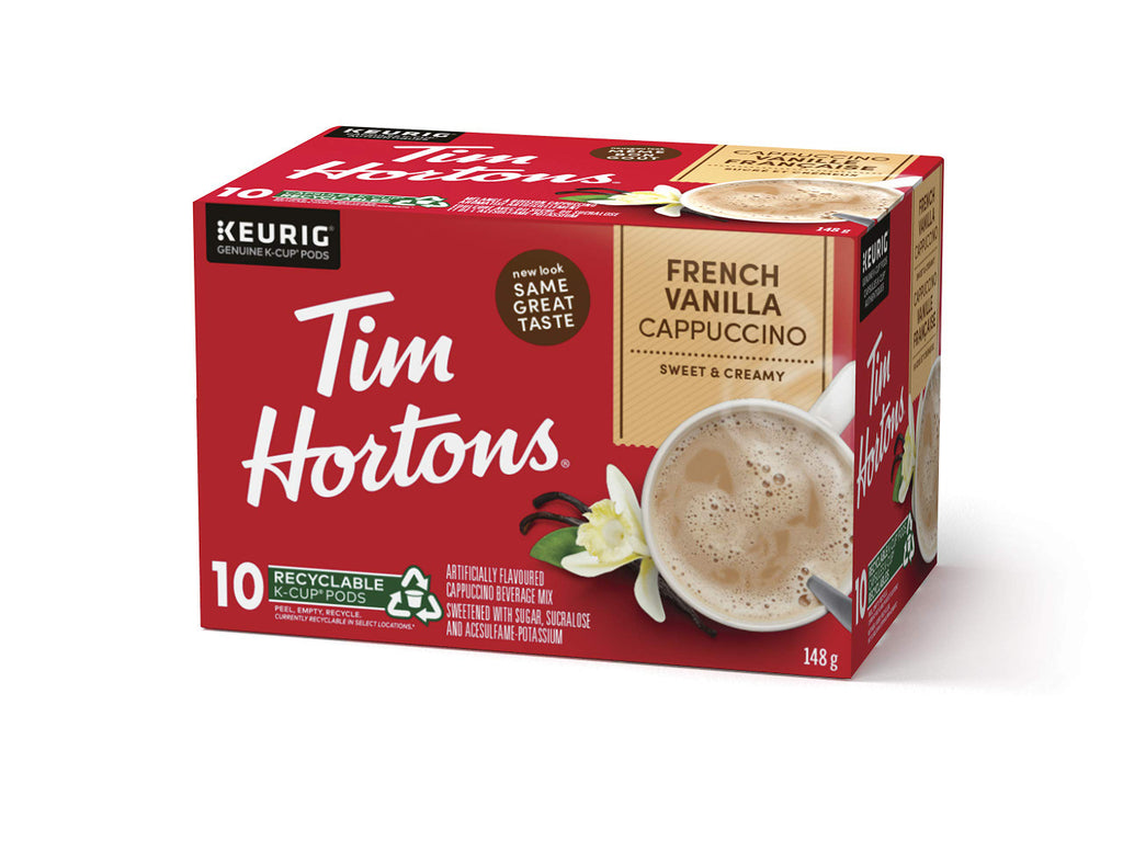 Tim Horton's Cappuccino French Vanilla k-cups, 148g/ 10 Count {Imported from Canada}