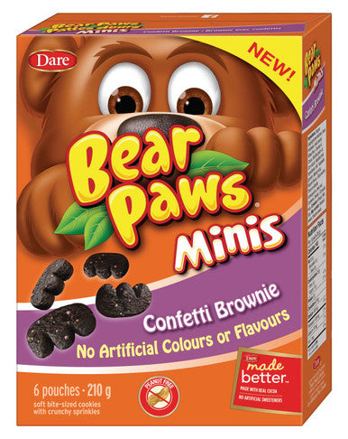 Dare Bear Paws Minis Confetti Brownie Cookies, 210g/7.4 oz, Box, {Imported from Canada}