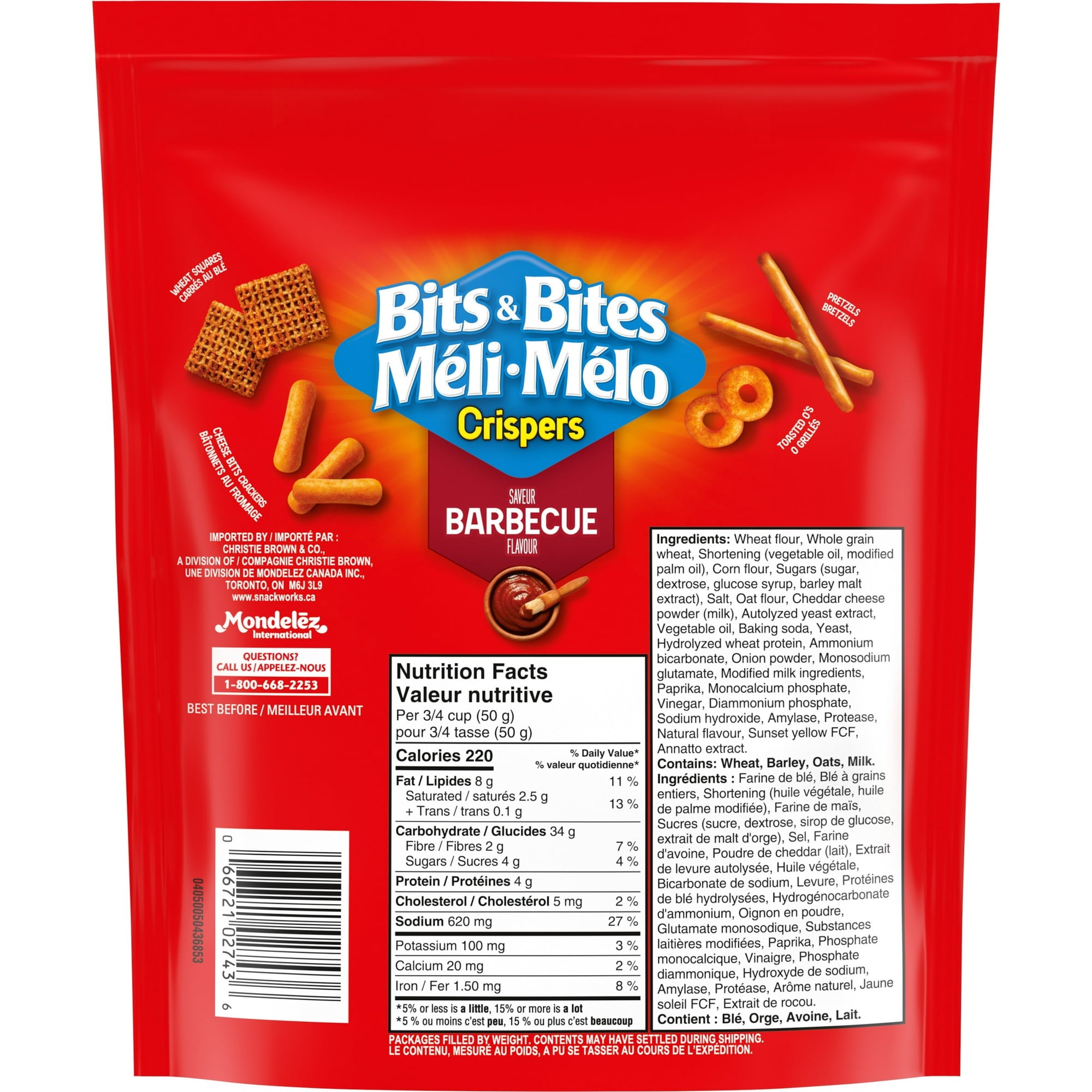 Christie Bits & Bites Crispers BBQ Snack Mix Back