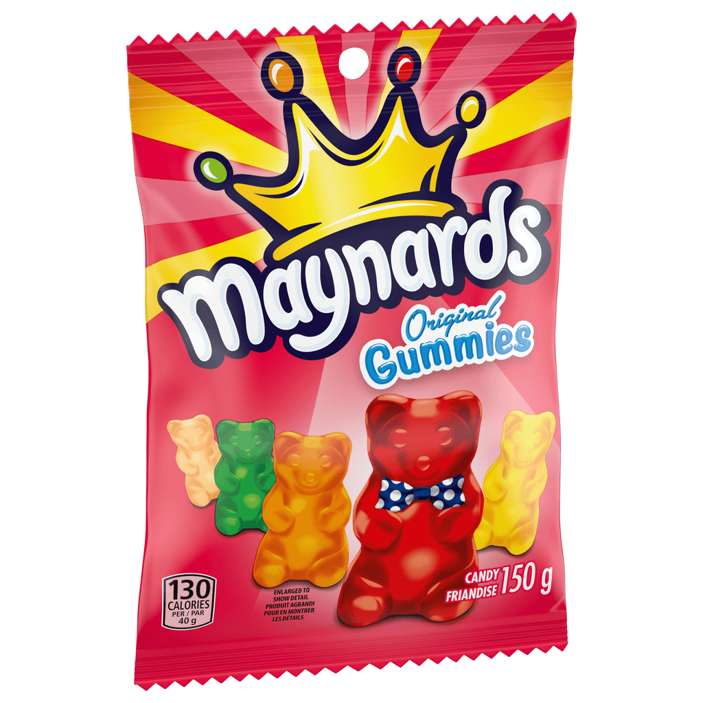 Maynards Original Gummies Candy, 150g/5.2 oz with colorful gummy bears and a crown logo.