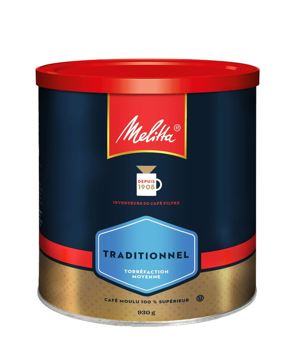 MELITTA Traditional Medium Roast Ground Coffee, 100% Arabica Coffee Beans, 930 g/32.8oz (Imported from Canada)