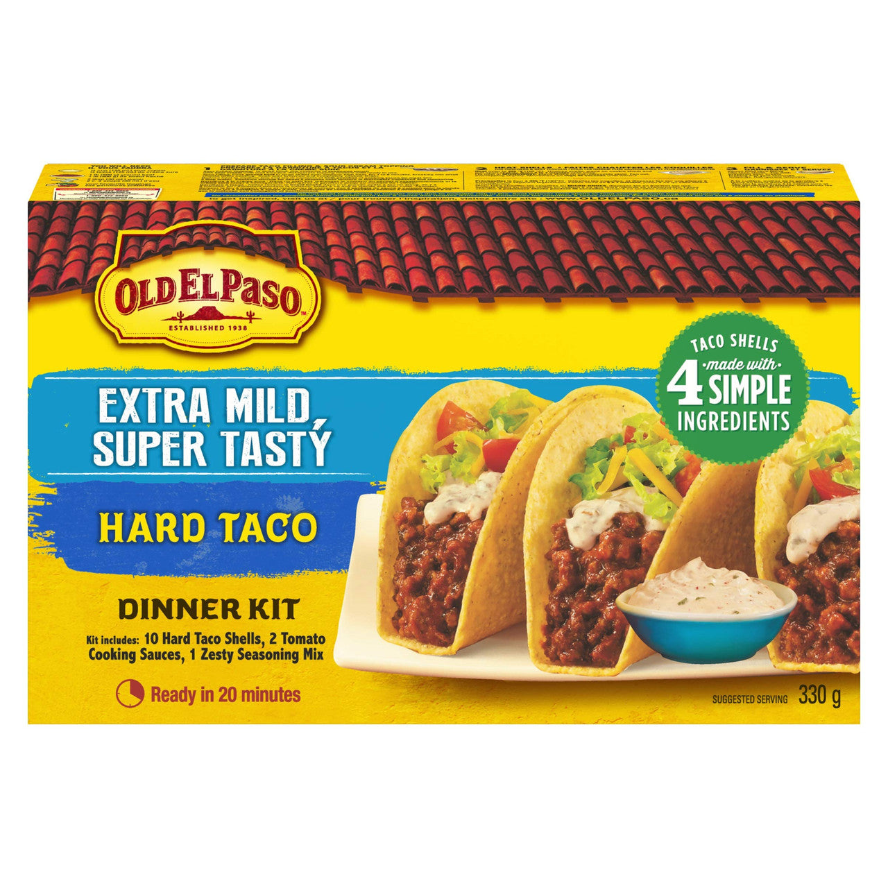 Old El Paso Hard Taco Extra Mild Super Tasty Dinner Kit , 330g/11.6 oz., {Imported from Canada}