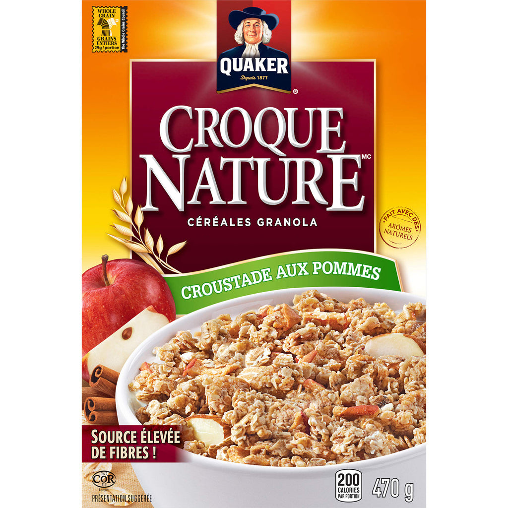 QUAKER HARVEST CRUNCH Apple Crumble Flavour Granola Cereal, 470g/16.6 oz., (Pack of 16) {Imported from Canada}