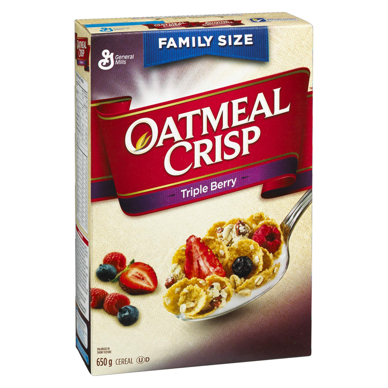 General Mills Family Size Oatmeal Crisp Triple Berry Cereal, 650g/22.9oz, (Imported from Canada)