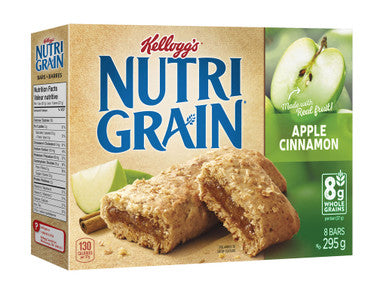 Kellogg's Nutri Grain Cereal Bars Apple Cinnamon, 8 Bars, 295g/10.4 oz., {Imported from Canada}