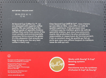 Second Cup Paradiso Medium Roast Coffee, 24-Count {Imported from Canada}